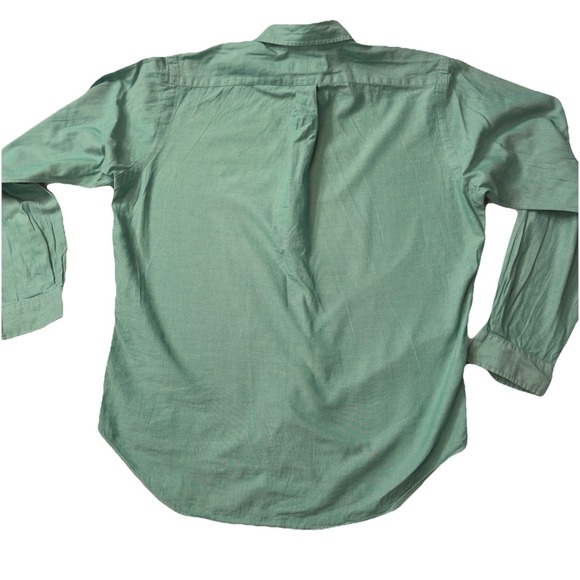 Vintage Polo Ralph Lauren Classic Fit Metallic Green Mens Button Down Shirt 16.5 - Picture 2 of 7